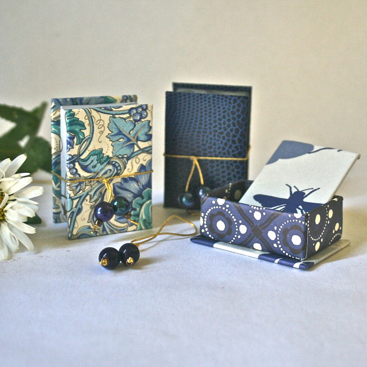 Handmade Jewelry Gift Boxes Favors Shower Wedding Three in Shades of Blue