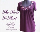 Rose T-Shirt PDF Pattern Women's XS S M L Blouse