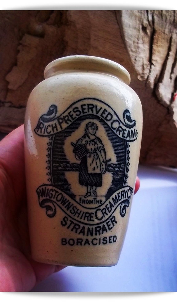 Vintage Ceramics: Lovely Old Scottish Wigtownshire Creamery Stoneware Pot