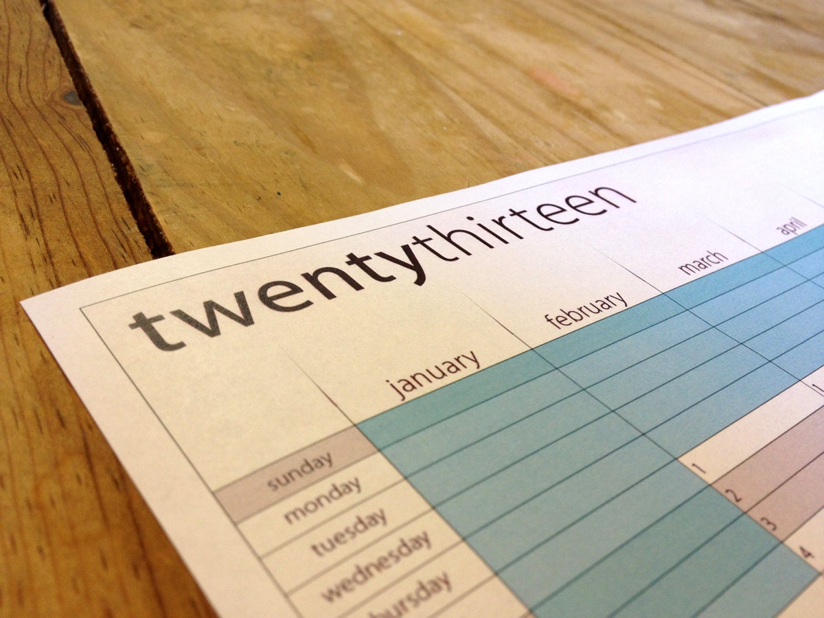 2013 Year at a Glance Wall Calendar - Printable PDF