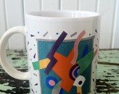 80s Contemporary Abstract Art Mug with Confetti