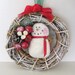 Snowman Ornament in Wreath ONE Christmas Holiday Ornament Primitive Handmade CharlotteStyle DecorativeFolk Art