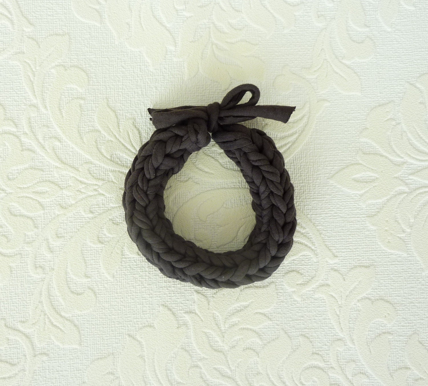 Knit Bracelet Brown Tshirt Yarn