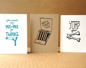 Pick-Up Cards - hand-screenprinted - set of 5 - you choose