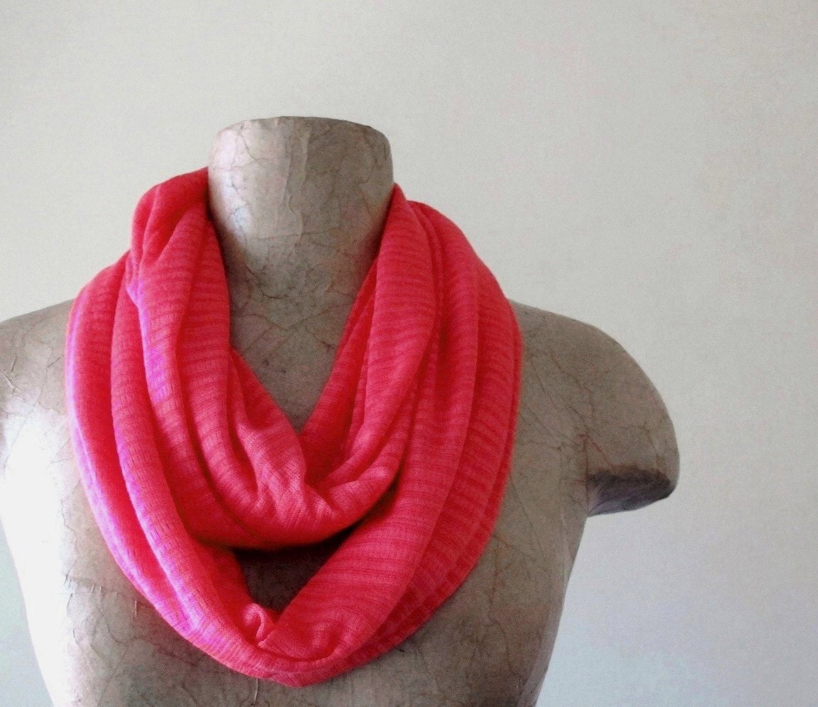 Lightweight Infinity Scarf - Hot Pink Knit Infinity Scarf - Circle Scarf, Loop Scarf, Eternity Scarf