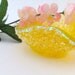 Candle Holder Fused Yellow Glass Tea Light with Pale Aqua Dichroic Glass  Interior 212