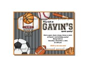 Printable Sports Party Birthday Invitation and FREE Bag Tag Set - Print it yourself - Digital Invitation Il_170x135