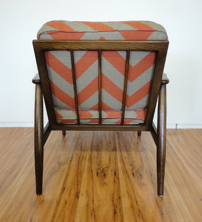 Reserved for kvrodgers- Mid Century Chevron Danish Lounge Chair Walnut