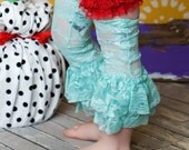 Aqua OR CHOOSE 25 Colors Ruffle Bottom Stretch Lace Leg Warmers- One size fits most.