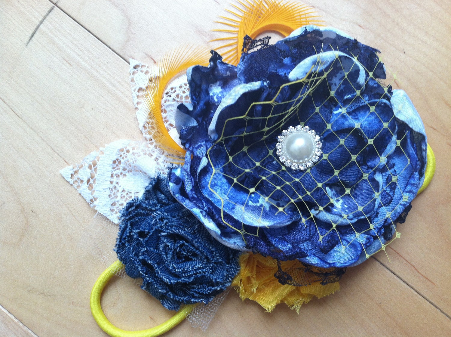 Dollie Jean Yellow and Blue Stretch headband
