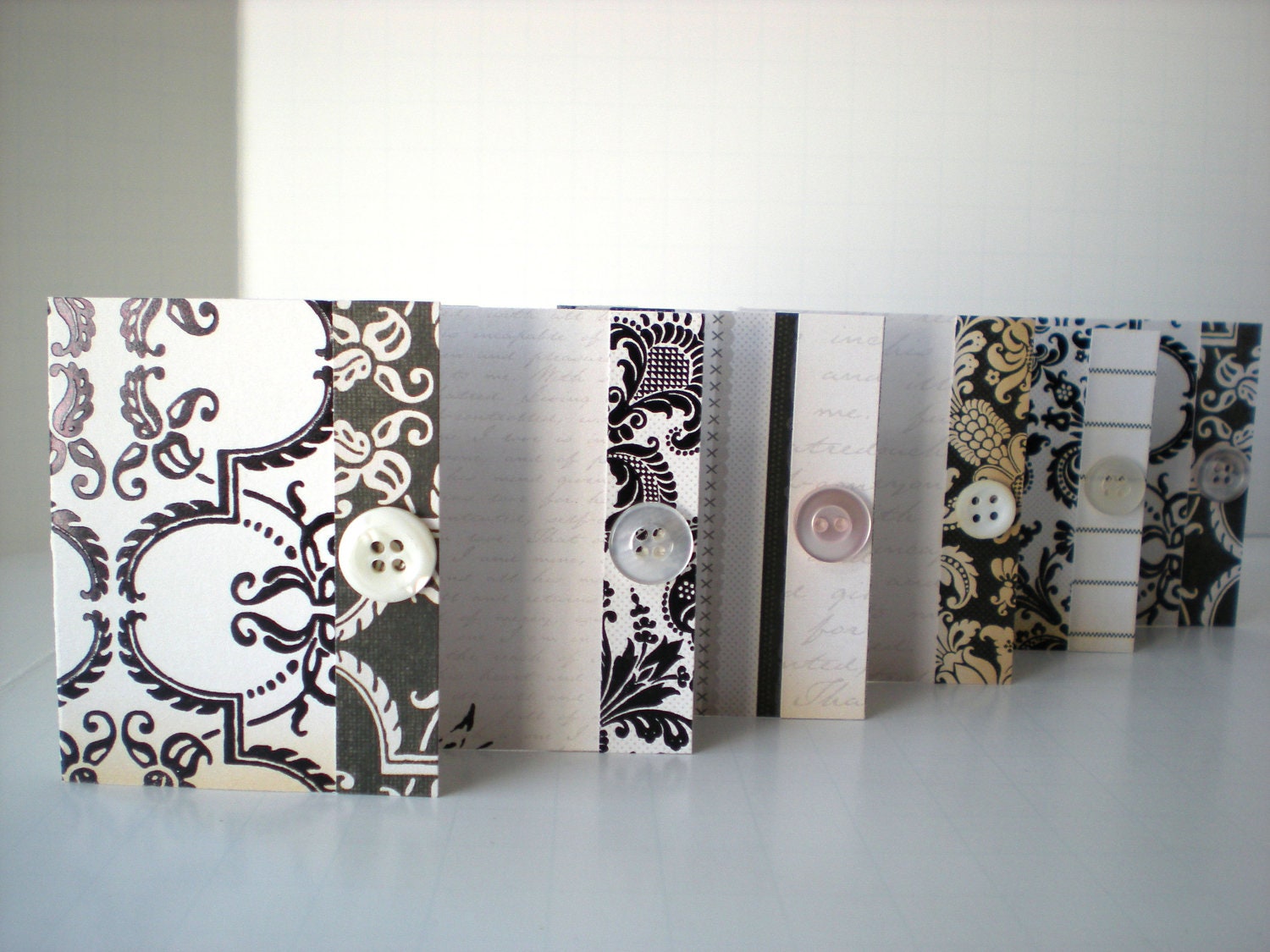 Buy gift tags and cards handmade - Set of 6 Gift Tags Mini Cards Handmade Vintage Inspired Cottage Chic Ivory Black