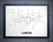 London Lithographic Print- White/Black