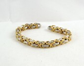 2 Tone Silver Gold Stainless Steel Men's Women's small rectangular Links None Tarnish for your art or jewelry projects- 1 full link