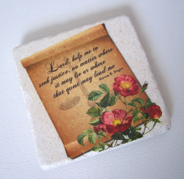 SALE Lawyer's Prayer - Lawyer or Law Student Gift - Tumbled Marble Stone Coaster - Trivet - Rustic Style Tile Coaster
