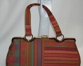 30% SALE 50s 60s Fabric INGBER Long Handbag Purse 14 inches