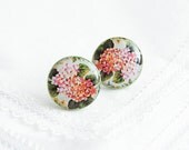 Lilac flower stud earrings - Floral post earrings