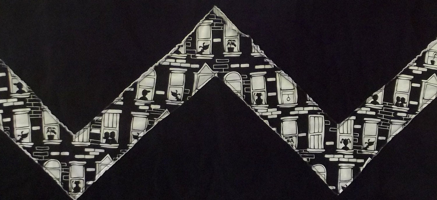 black and white chevron city quilt