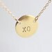 Gold Circle Initial Necklace - two letter custom initials on 14k gold fill chain, XO circle necklace