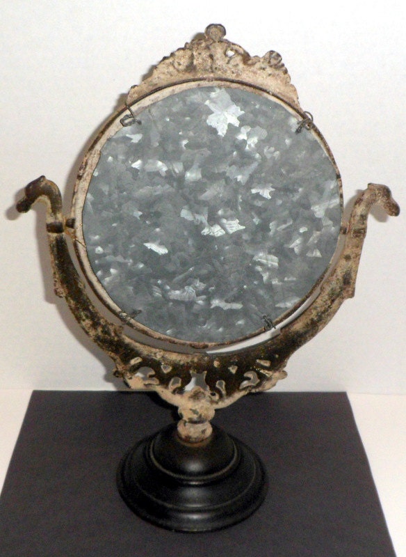 Victorian Ornate Table Vanity Dresser Mirror Cast Iron Painted