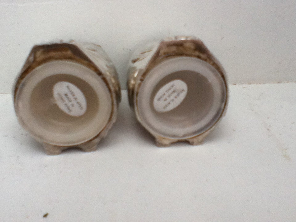silver plate owl salt and pepper shaker vintage small blue eyes made in hong kong