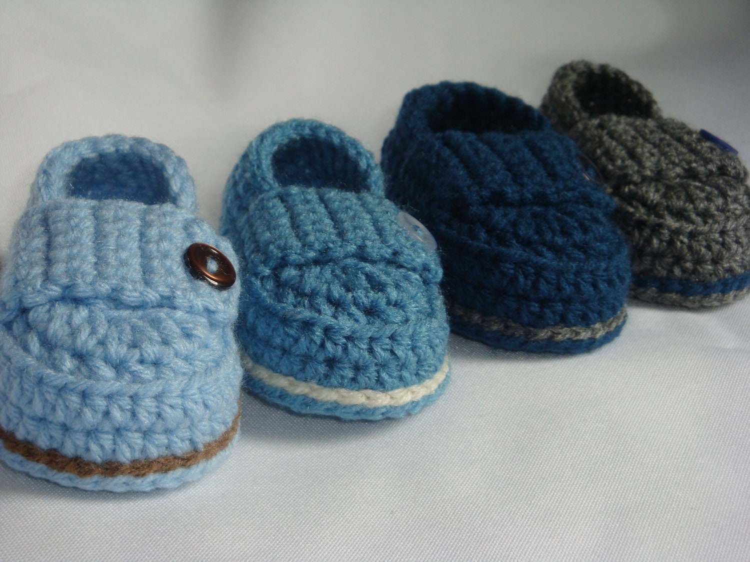 Crochet Baby Boy Button Loafers - Made to Order Booties