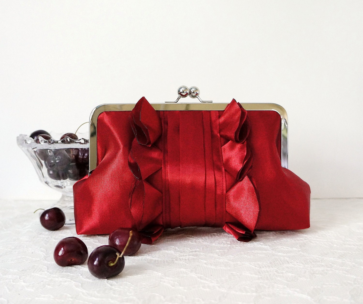 SALE- Red Romantic Wedding Clutch Purse