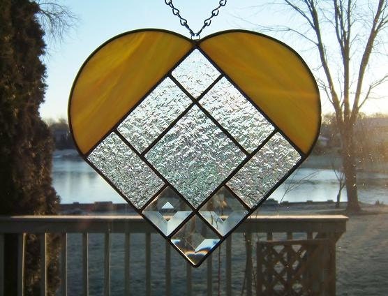 Stained glass heart green stained glass panel window stained glass window panel window hanging bevels suncatcher