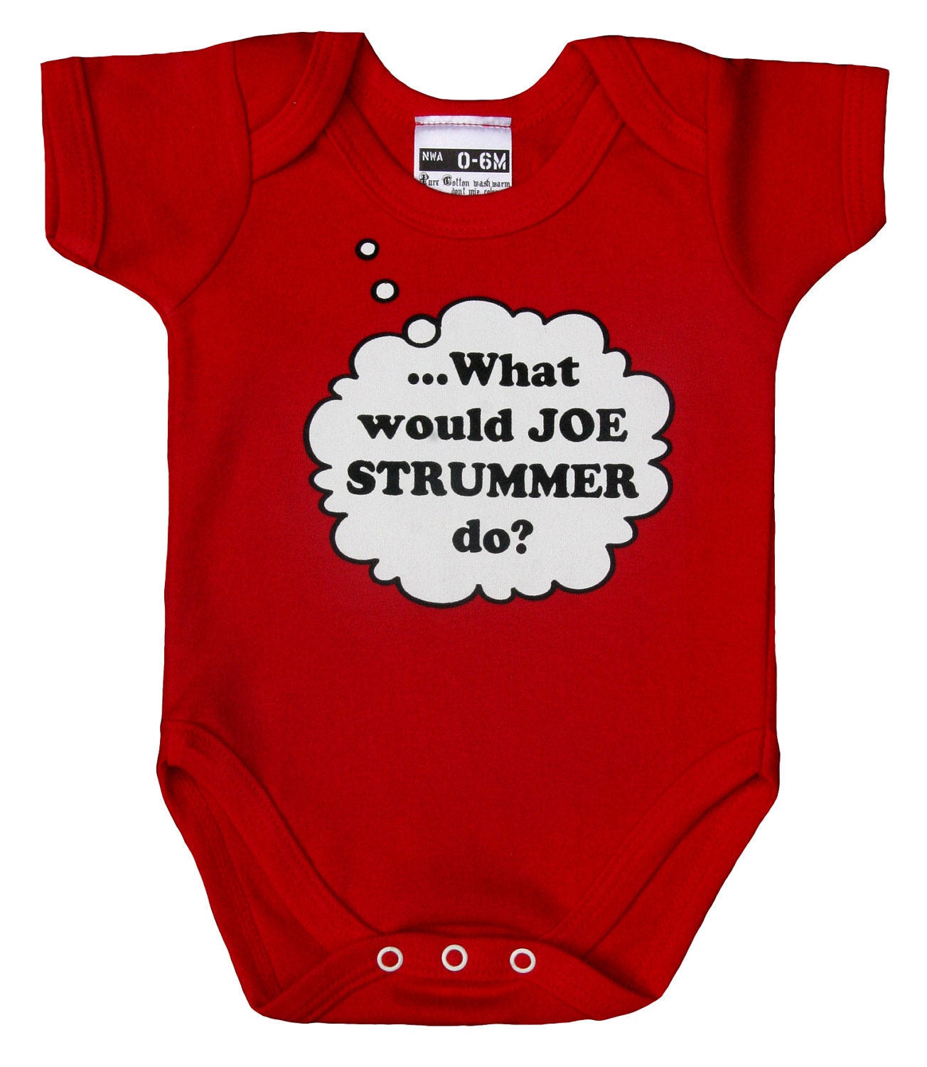 What Would Joe Strummer Do Red Babygrow (onesie)  0-6 OR 6-12 months
