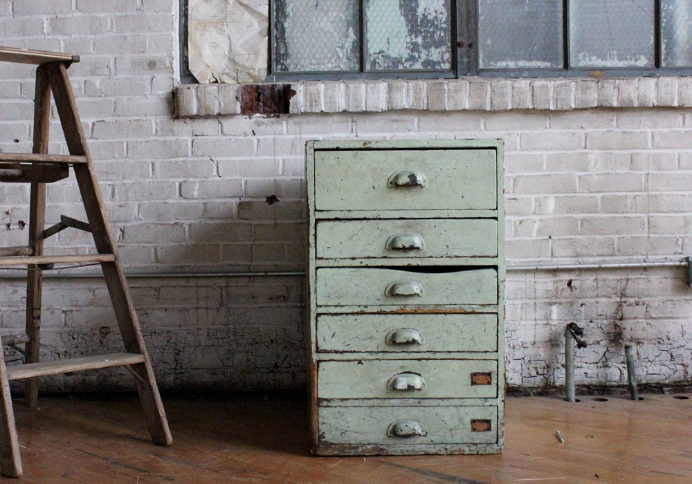 Industrial Scovill Green Set of Drawers, Number Two