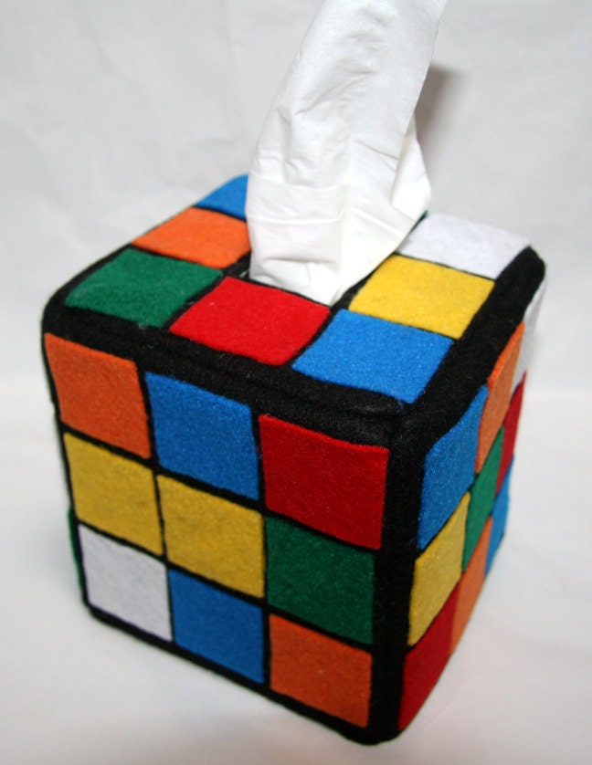 Rubik's Cube Tissue Box Cover Geek Graduation Gift Idea