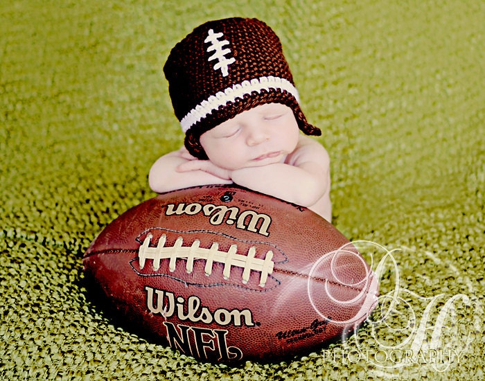 Photo Prop, Newborn Boy Hat, Baby Football Hat, Crochet Baby Beanie, Baby Crochet Hat, Baby Football Beanie, Newborn Photo Prop