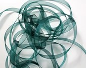 10 yds. 3/8" Organza Ribbon - Dark Hunter Green