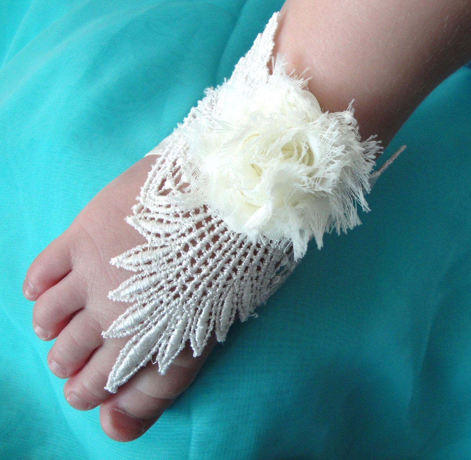 Sandals, Barefoot Sandals, Baby Barefoot Sandals, Baby Shoes, Baby Sandals, Barefoot Blossoms TM Ivory Venice Lace