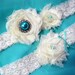 Vintage Inspired Bridal Garter Set in Ivory and Tiffany Blue
