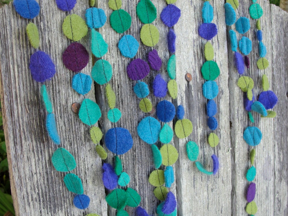 garland blue green wool eco-friendly party decor waldorf decoration