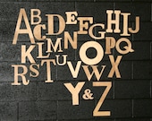 Wood Alphabet Set, Unfinished Wood Letters All Capitals 4-14" Tall