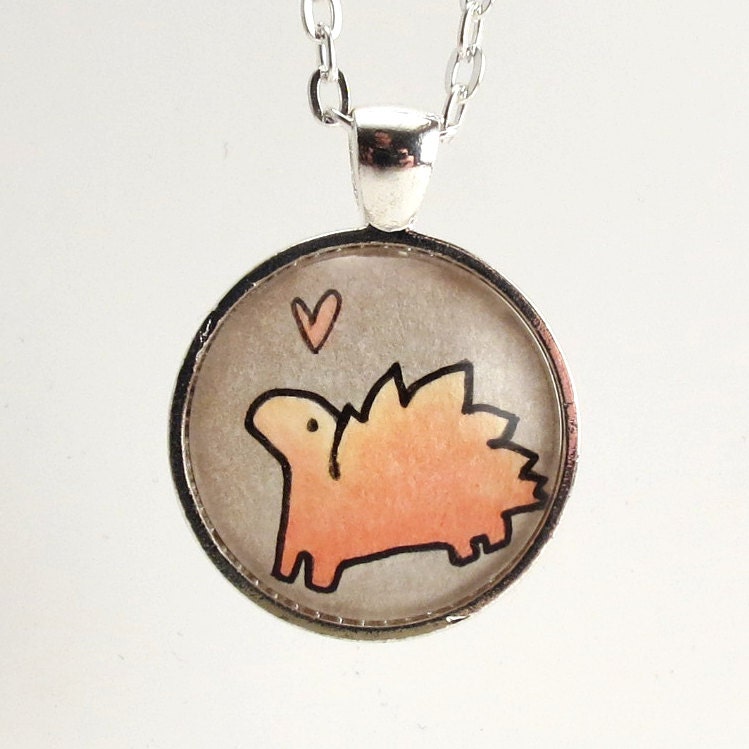 Stegosaurus Necklace, Cute Petite Dinosaur Necklace Charm, Everyday Jewelry