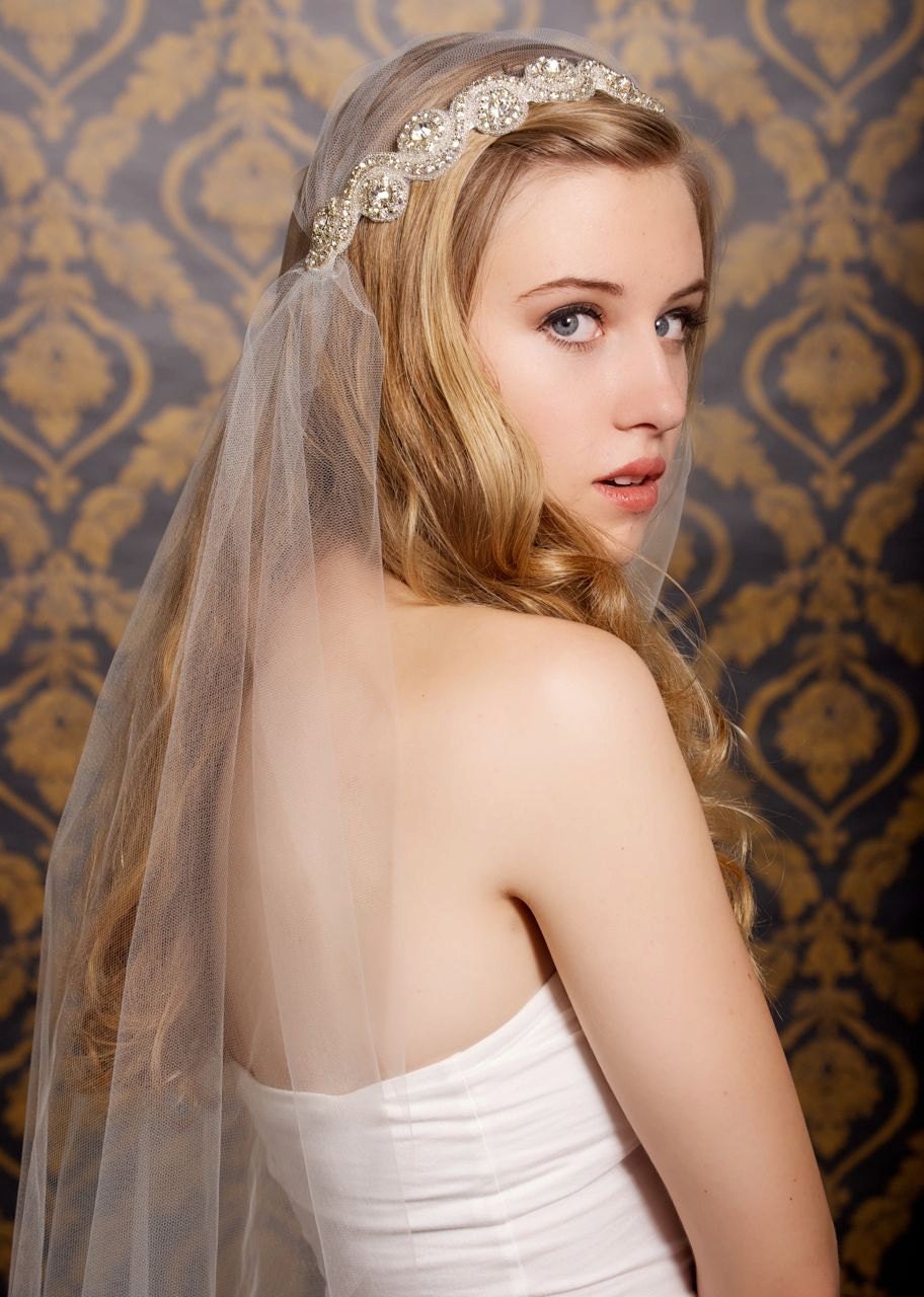 Juliet Cap Veil Vintage Inspired Tulle Veil, Juliet Veil, Rhinestones, Crystals, Art Deco - Made to Order - TARA