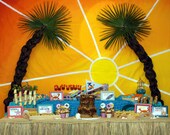 Vintage Beach Party Decorations- Printable Surfer Birthday Decorations-Beach Party Decorations PDF/JPEG