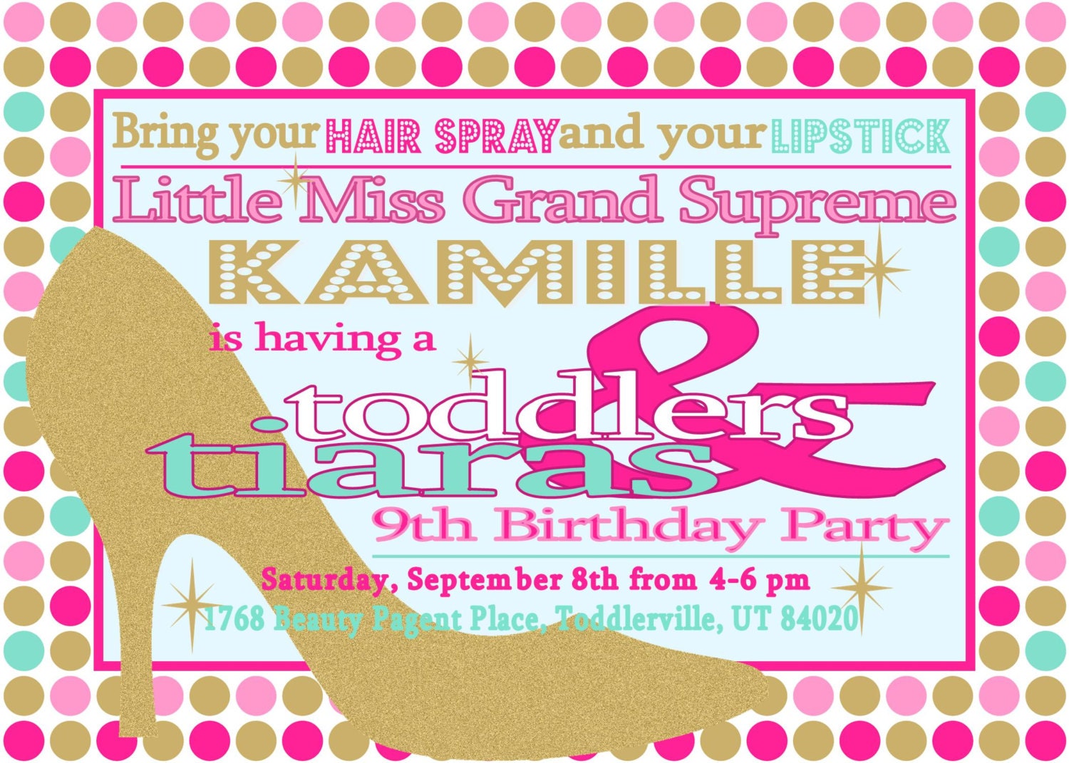 Toddlers & Tiaras Invitation- Printable Beauty Pageant Invitation PDF/JPEG Il_570xn
