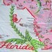 Vintage Florida Tablecloth State Souvenir Pink Flamingos Hibiscus Table Linens Retro