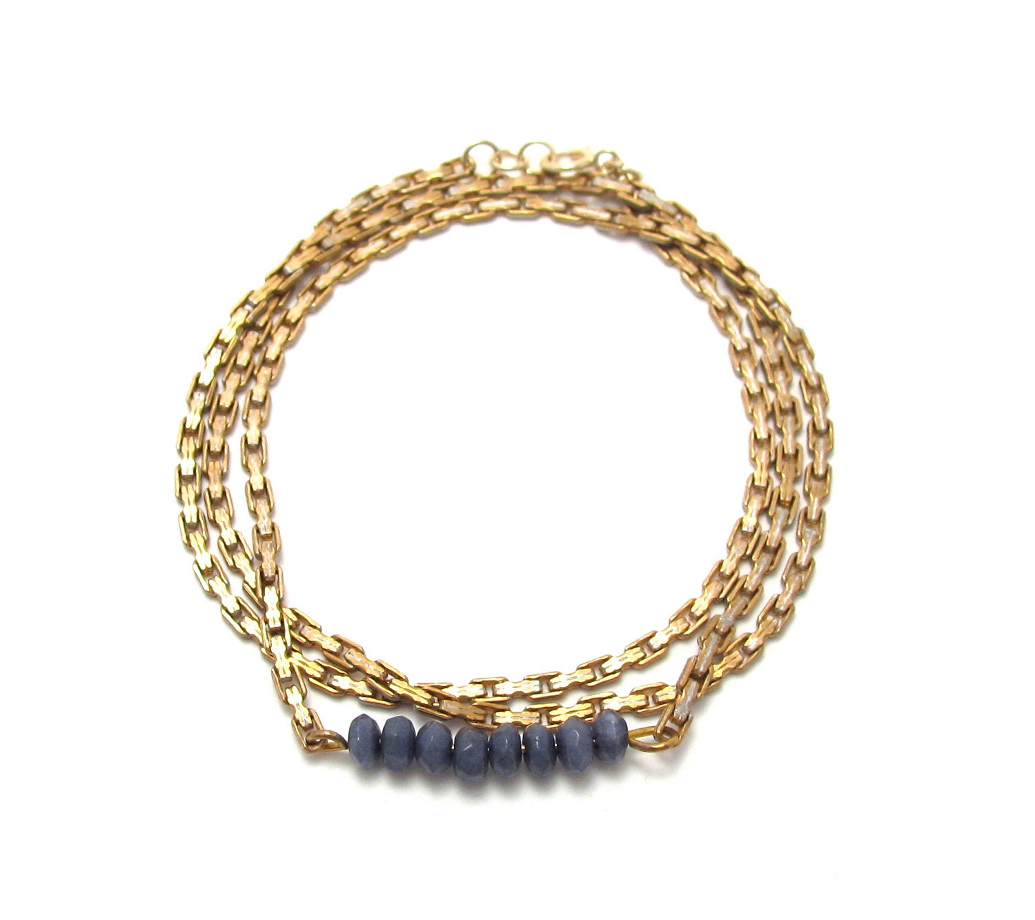 Nova -- vintage chain and blue czech wrap bracelet and necklace