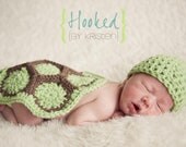 Crochet Turtle Cape and Hat - Newborn Photography Prop