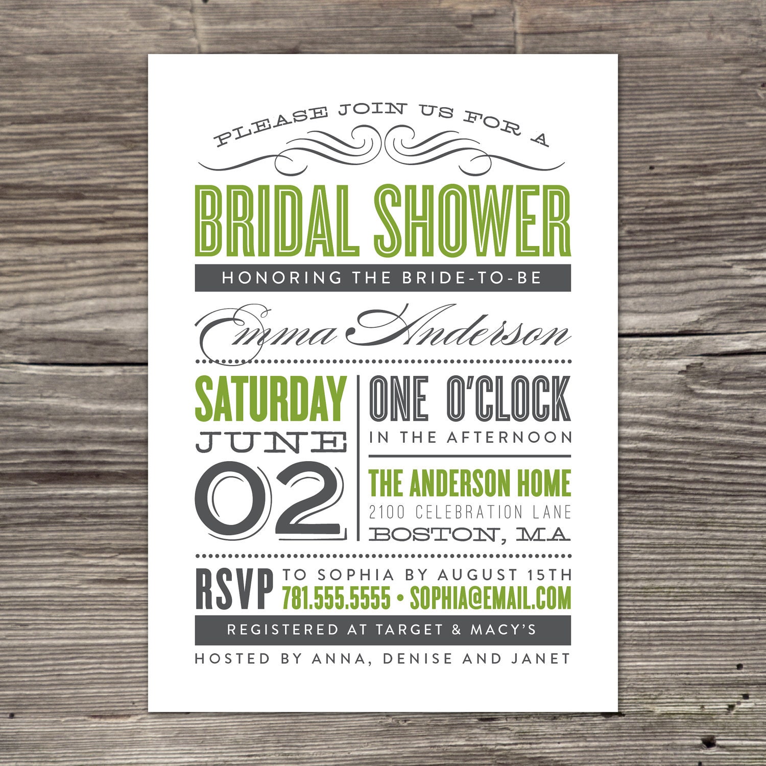 Old Fashioned Bridal Shower Invitation