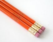 i love science engraved pencil set of 3 in orange persimmon. heart love. love heart.