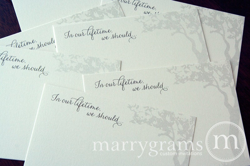 Alternative Guest Book Cards - In Our Lifetime, We Should... Well Wishes for the Bride and Groom Cards -Tree Theme (Set of 25)