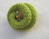 Knit Flower Pin Brooch Beads Wool Rustic Decor Accessories Woman Optional color Wool/ Acrylic/ Cotton/ Linen BUY 2 GET 1 FREE  Upcycled