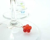 Flower wine glass charms, wine glass markers made with Swarovski crystals - Set of 6