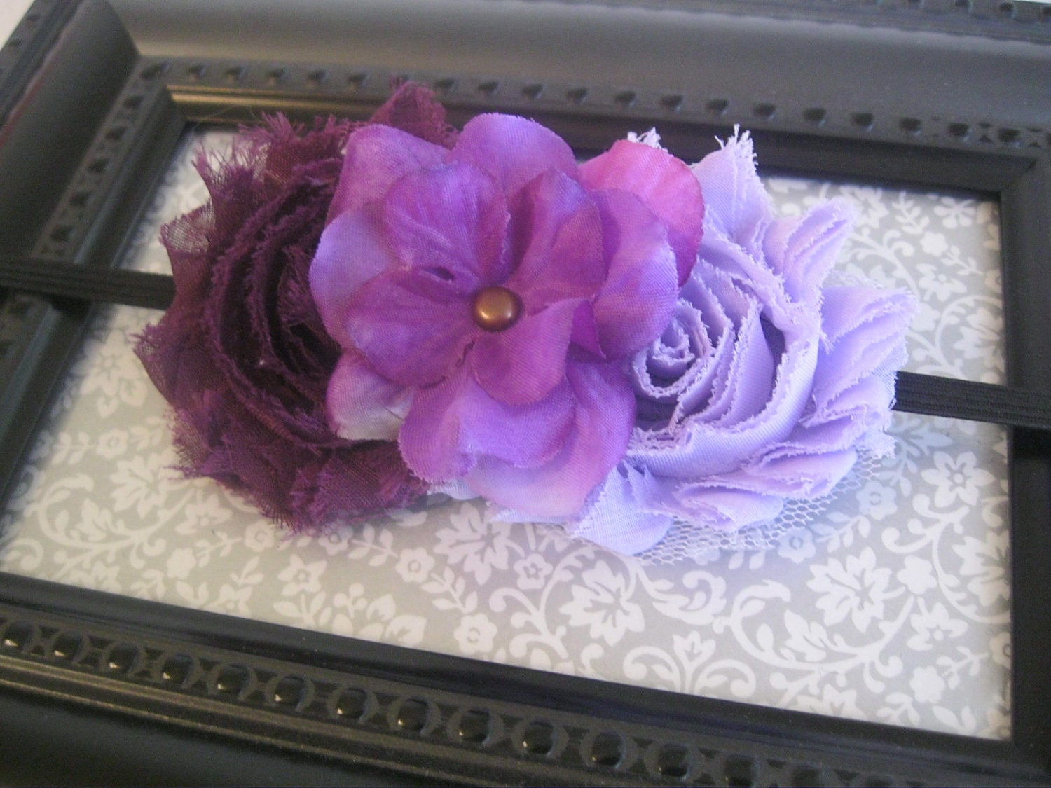 FREE SHIPPING-Grape Sherbet -Shabby Chic Flower - Purple Hydrangea - Headband or Clip