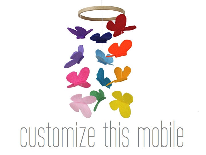 Custom Butterfly Mobile - Baby Crib Mobile - Rainbow Butterflies - Customized Baby Mobile - Rainbow Colors - You Choose the Colors